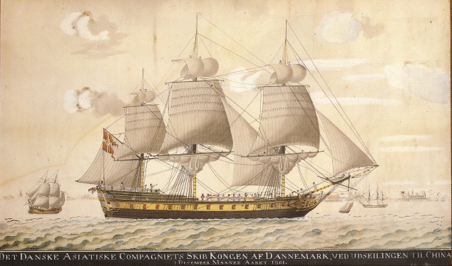 The chinaman KONGEN AF DANNEMARK, leaving Copenhagen for China in 1801. Photo: Maritime Museum of Denmark